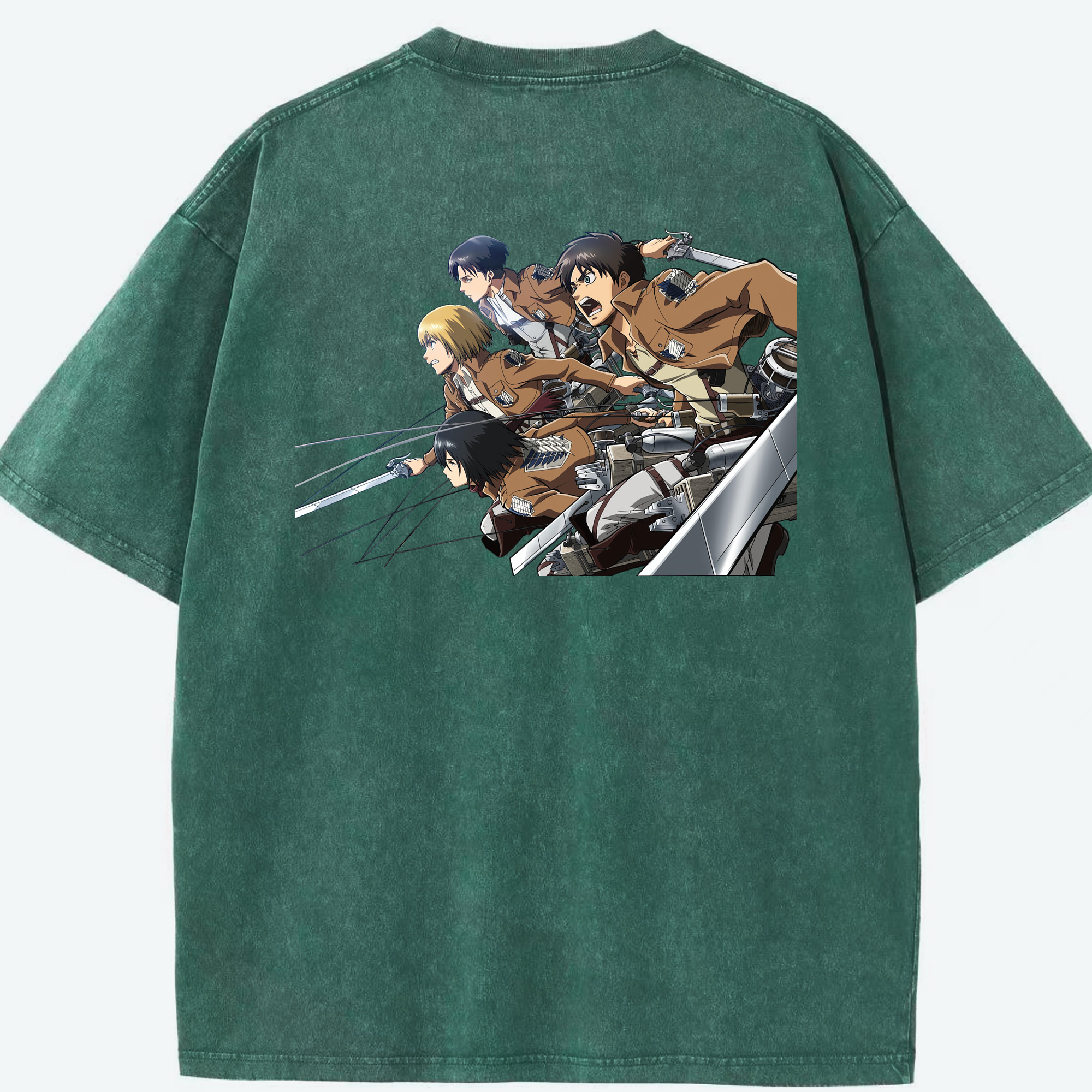 （画像用） 進撃の巨人 Attack on Titan 綿100% ヴィンテージ風 半袖Tシャツ（背面プリント）